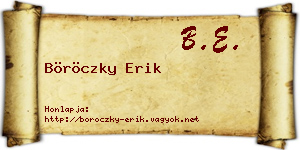 Böröczky Erik névjegykártya