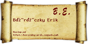 Böröczky Erik névjegykártya